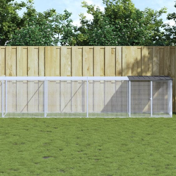 vidaXL Kippenhok met dak 103x98x90 cm gegalvaniseerd staal lichtgrijs - Aashly