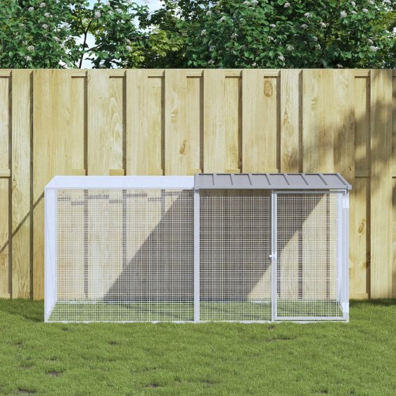 vidaXL Kippenhok met dak 103x98x90 cm gegalvaniseerd staal lichtgrijs - Aashly