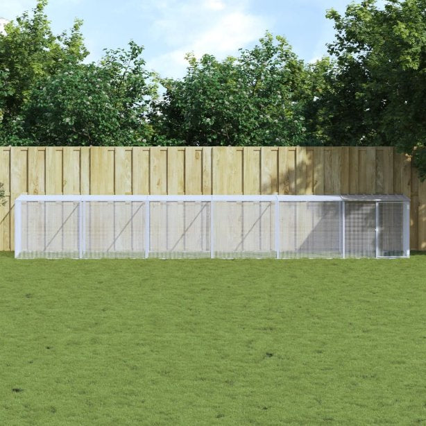 vidaXL Kippenhok met dak 103x98x90 cm gegalvaniseerd staal lichtgrijs - Aashly