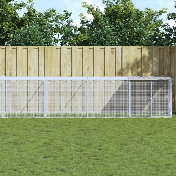 vidaXL Kippenhok met dak 103x98x90 cm gegalvaniseerd staal lichtgrijs - Aashly
