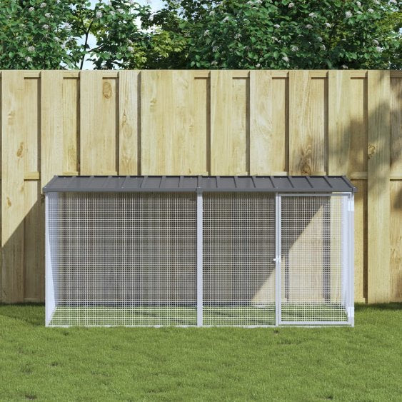 vidaXL Kippenhok met dak 803x98x90 cm gegalvaniseerd staal lichtgrijs - Aashly
