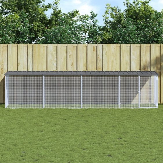 vidaXL Kippenhok met dak 803x98x90 cm gegalvaniseerd staal lichtgrijs - Aashly