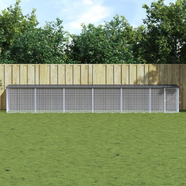vidaXL Kippenhok met dak 803x98x90 cm gegalvaniseerd staal lichtgrijs - Aashly