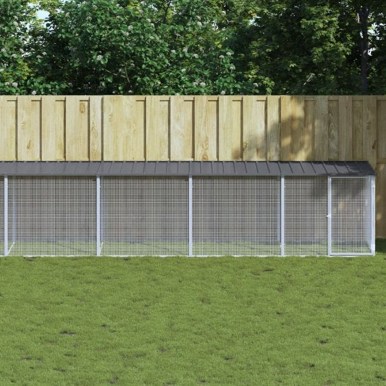 vidaXL Kippenhok met dak 803x98x90 cm gegalvaniseerd staal lichtgrijs - Aashly