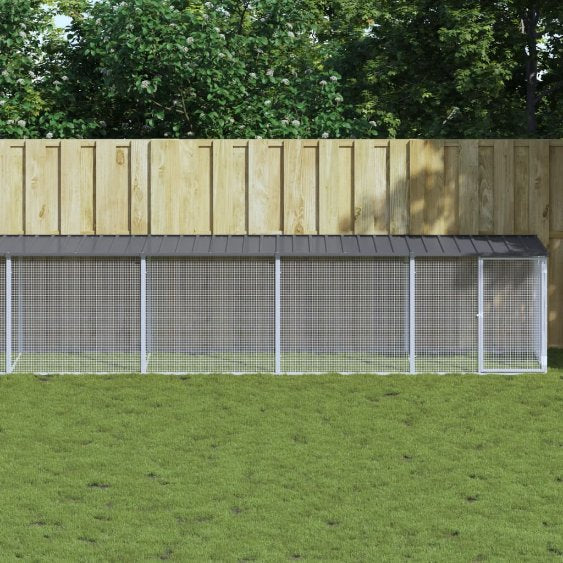 vidaXL Kippenhok met dak 803x98x90 cm gegalvaniseerd staal lichtgrijs - Aashly