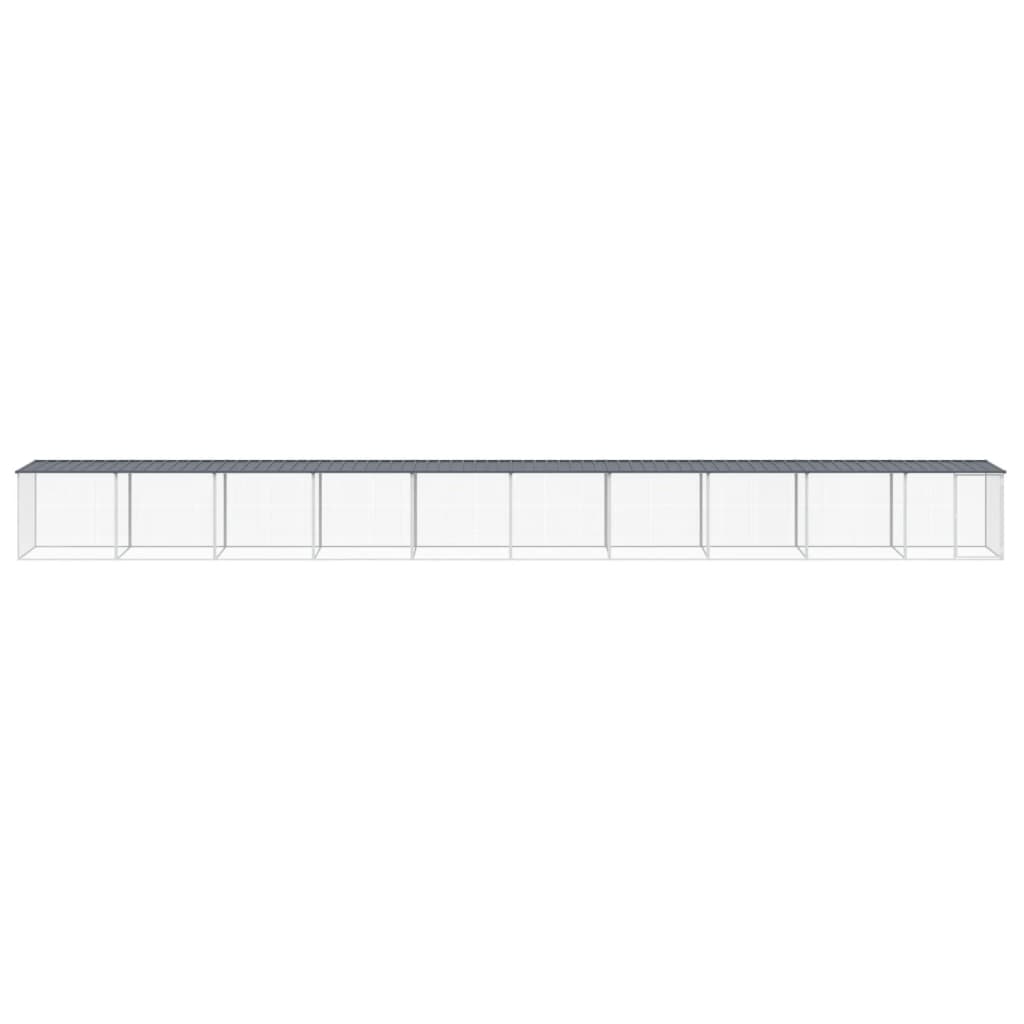 vidaXL Kippenhok met dak 803x98x90 cm gegalvaniseerd staal lichtgrijs - Aashly