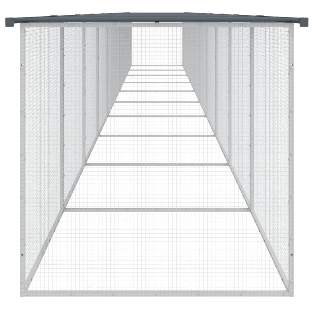 vidaXL Kippenhok met dak 803x98x90 cm gegalvaniseerd staal lichtgrijs - Aashly