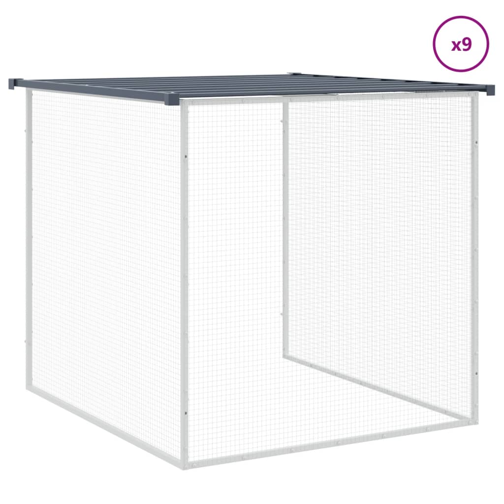 vidaXL Kippenhok met dak 803x98x90 cm gegalvaniseerd staal lichtgrijs - Aashly