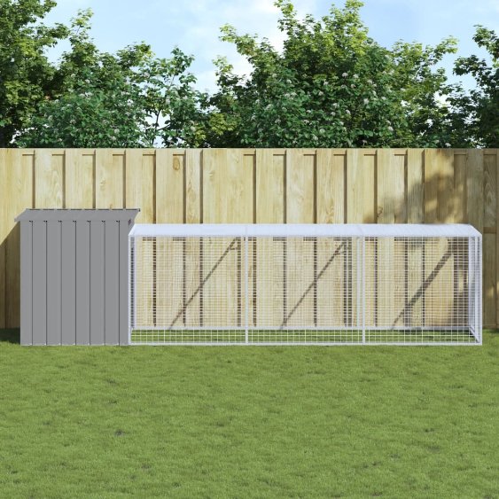 vidaXL Kippenhok met ren 110x201x110 cm gegalvaniseerd staal antraciet - Aashly
