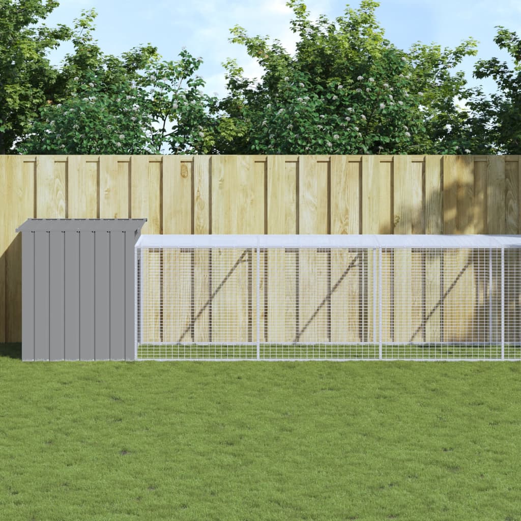 vidaXL Kippenhok met ren 110x201x110 cm gegalvaniseerd staal antraciet - Aashly