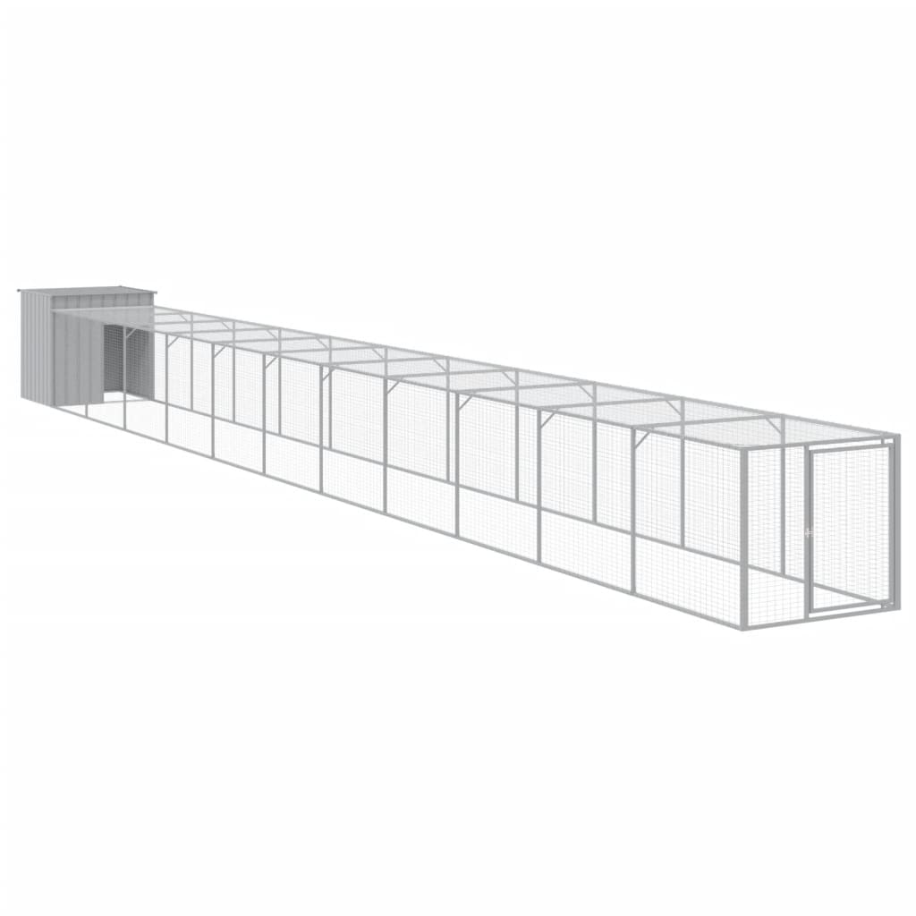vidaXL Kippenhok met ren 110x201x110 cm gegalvaniseerd staal antraciet - Aashly