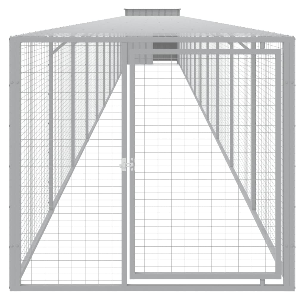 vidaXL Kippenhok met ren 110x201x110 cm gegalvaniseerd staal antraciet - Aashly