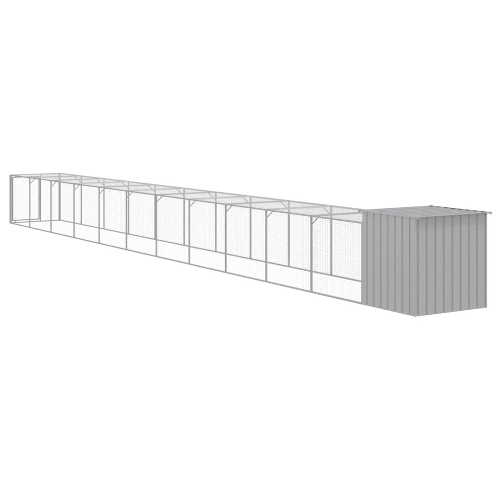 vidaXL Kippenhok met ren 110x201x110 cm gegalvaniseerd staal antraciet - Aashly