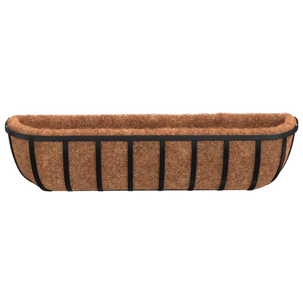vidaXL Wandbakken 2 st met kokosvezel 76x21x16 cm staal zwart - Aashly