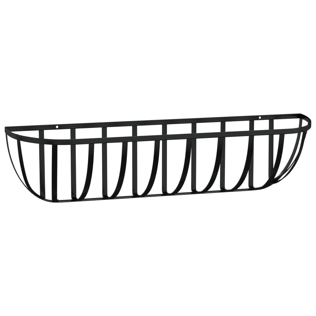 vidaXL Wandbakken 2 st met kokosvezel 76x21x16 cm staal zwart - Aashly