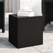 vidaXL Bijzettafel 40x37x40,5 cm poly rattan en gehard glas zwart - Aashly