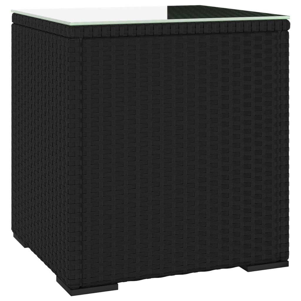 vidaXL Bijzettafel 40x37x40,5 cm poly rattan en gehard glas zwart - Aashly