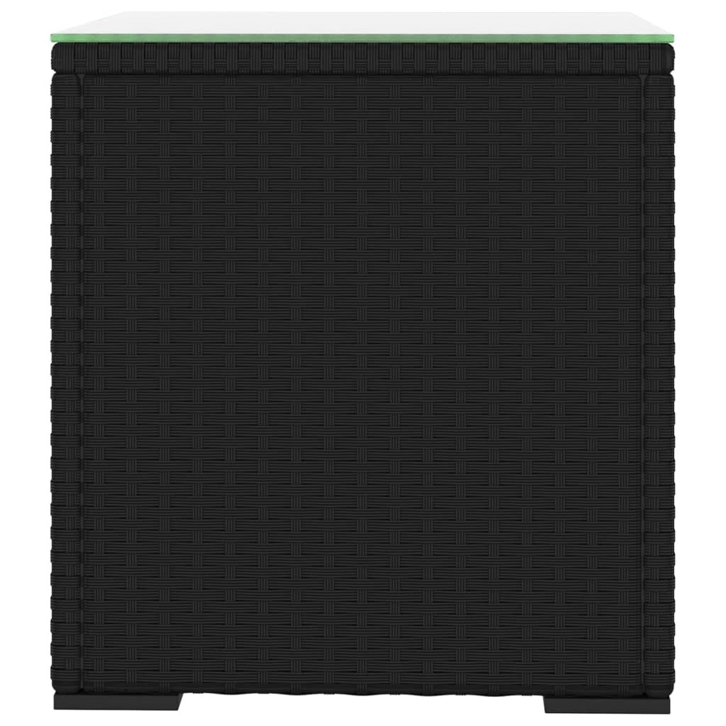 vidaXL Bijzettafel 40x37x40,5 cm poly rattan en gehard glas zwart - Aashly