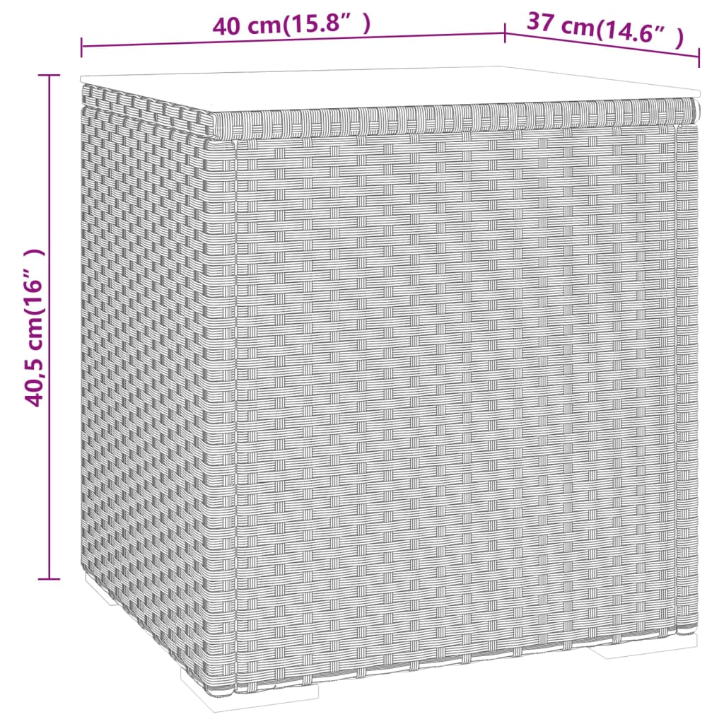 vidaXL Bijzettafel 40x37x40,5 cm poly rattan en gehard glas zwart - Aashly