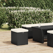 vidaXL Ottoman with cushion 40x30x40 cm poly rattan black