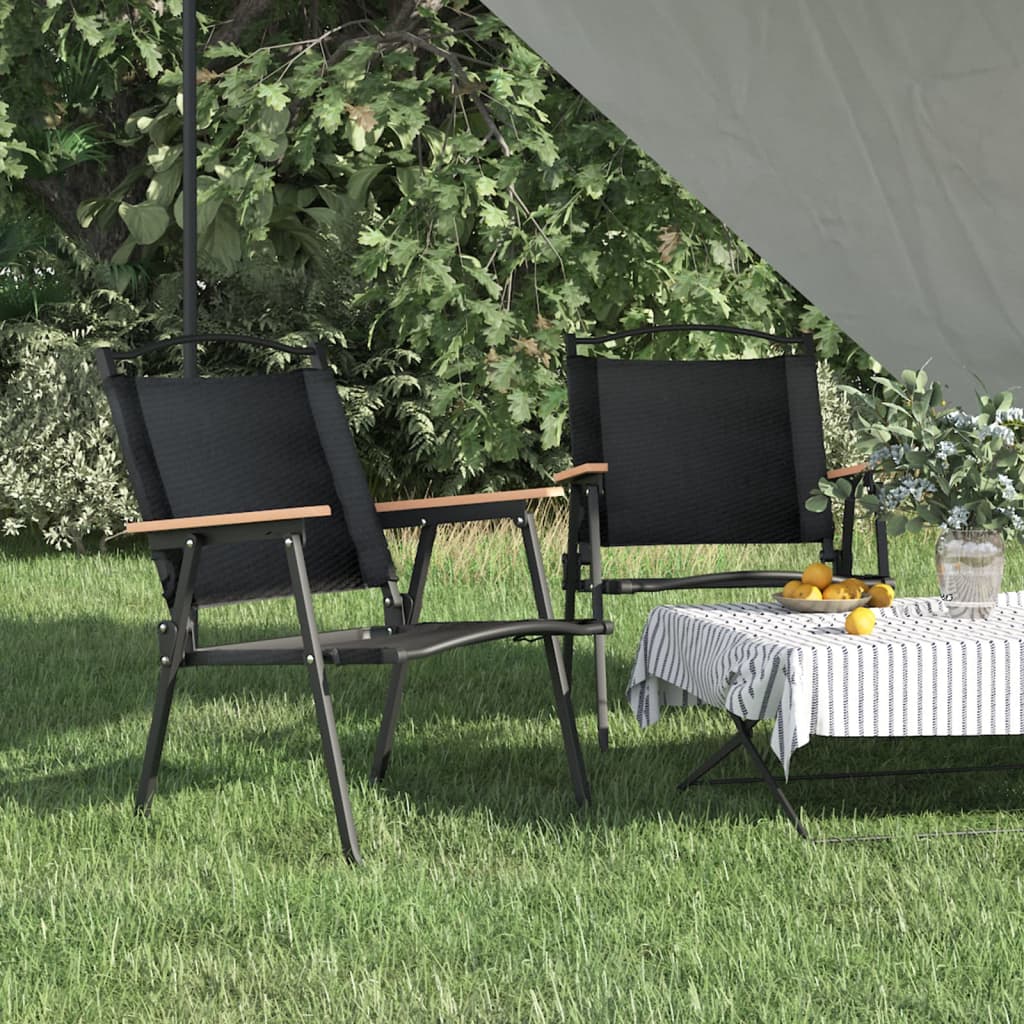 vidaXL Campingstoelen 2 st 54x55x78 cm oxford stof zwart - Aashly