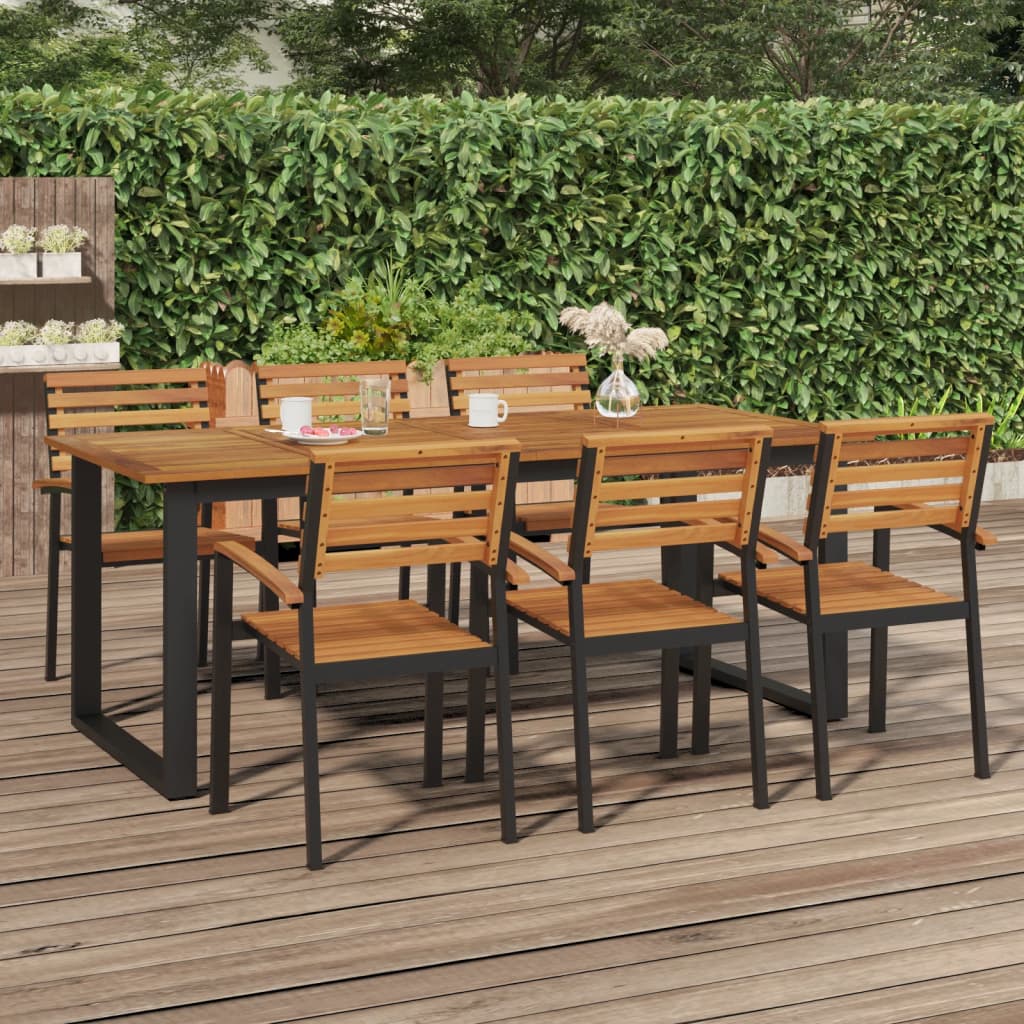 vidaXL Tuintafel met U-vormige poten 200x90x75 cm massief acaciahout - Aashly