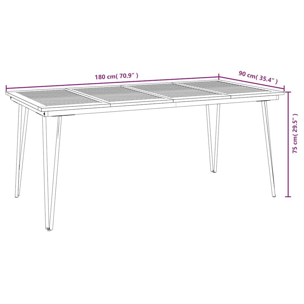 vidaXL Tuintafel met haarspeldpoten 180x90x75 cm massief acaciahout - Aashly