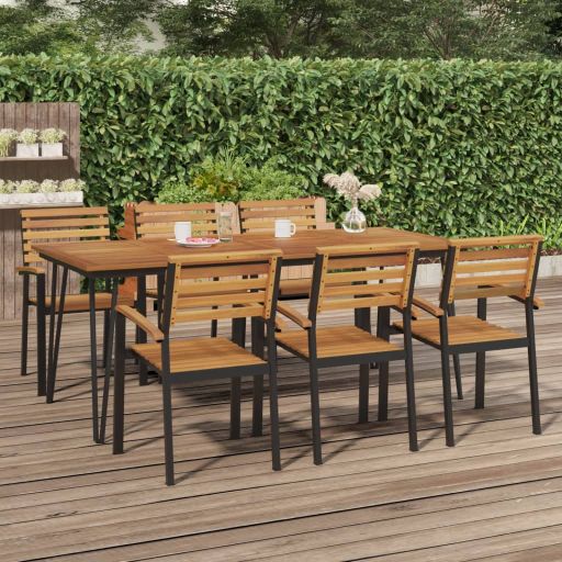 vidaXL Tuintafel met haarspeldpoten 180x90x75 cm massief acaciahout - Aashly