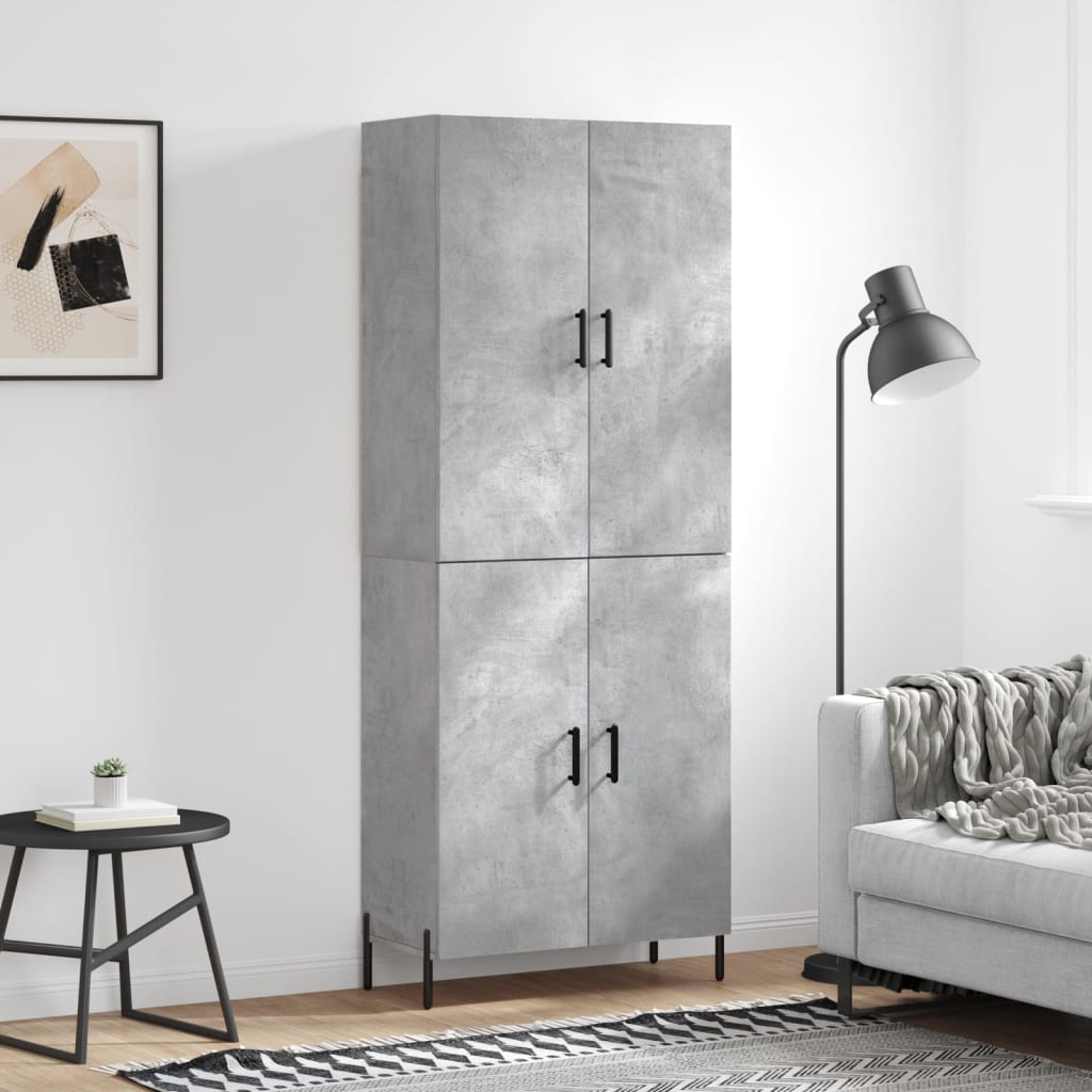 vidaXL Hoge kast 69,5x34x180 cm bewerkt hout grijs sonoma eikenkleurig - Aashly