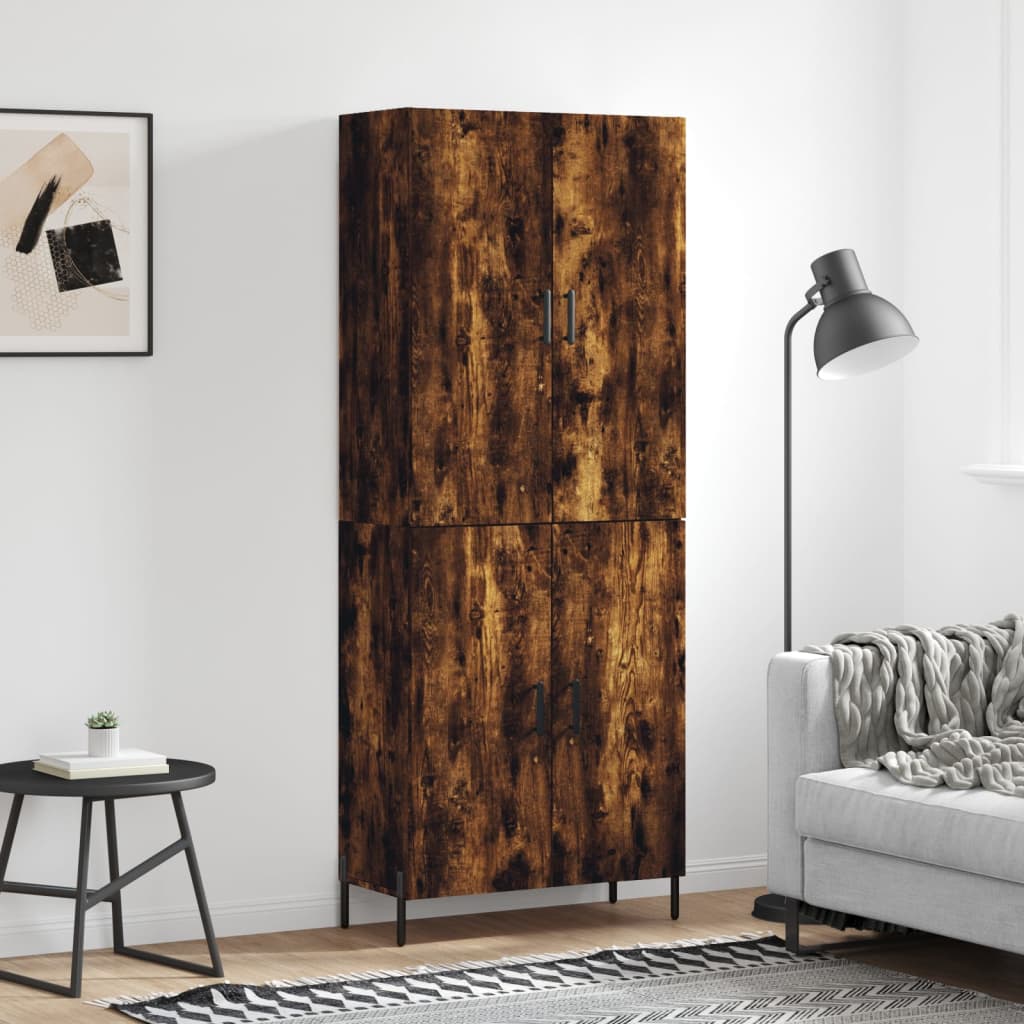 vidaXL Hoge kast 69,5x34x180 cm bewerkt hout grijs sonoma eikenkleurig - Aashly
