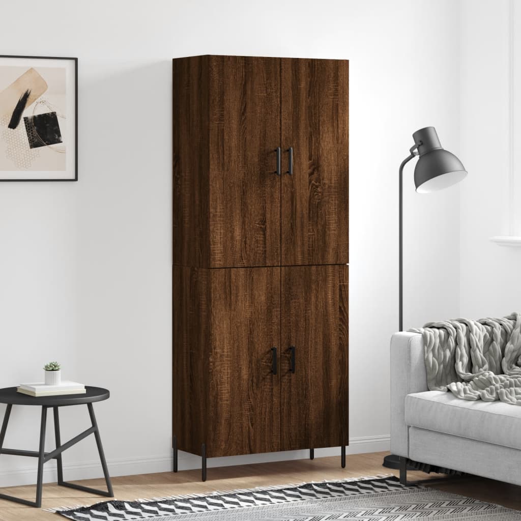 vidaXL Hoge kast 69,5x34x180 cm bewerkt hout grijs sonoma eikenkleurig - Aashly