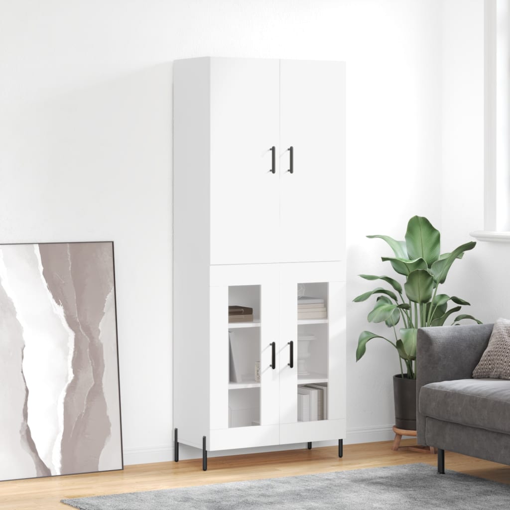 vidaXL Hoge kast 69,5x34x180 cm bewerkt hout grijs sonoma eikenkleurig - Aashly