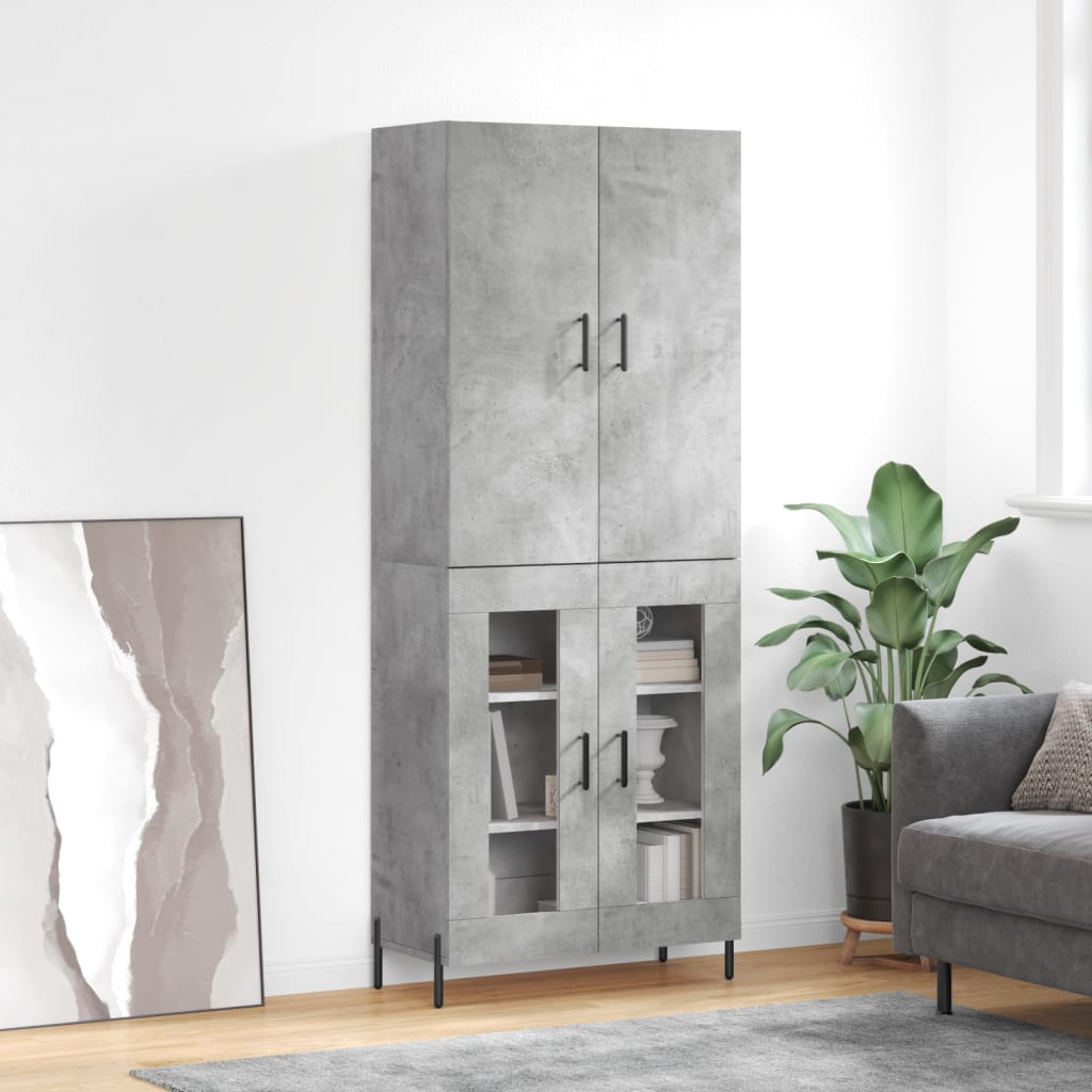 vidaXL Hoge kast 69,5x34x180 cm bewerkt hout grijs sonoma eikenkleurig - Aashly