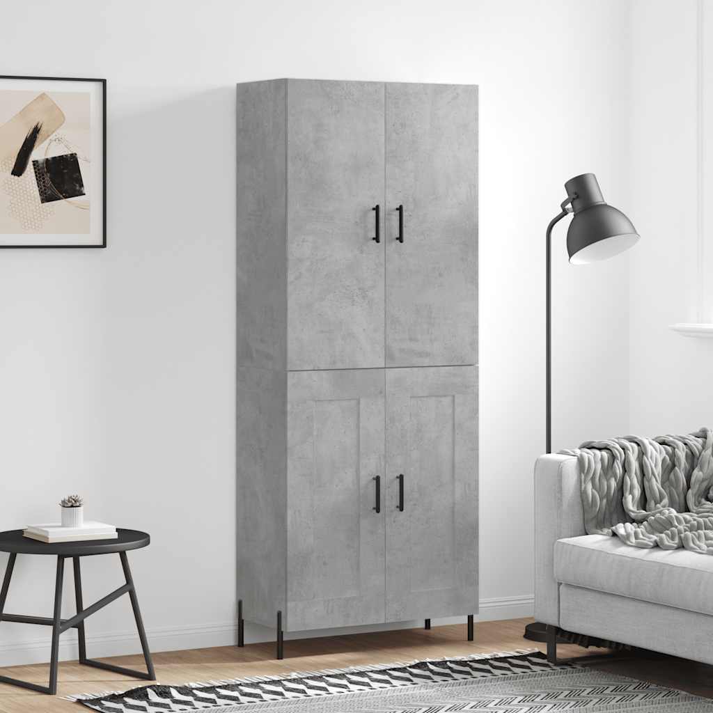 vidaXL Hoge kast 69,5x34x180 cm bewerkt hout grijs sonoma eikenkleurig - Aashly