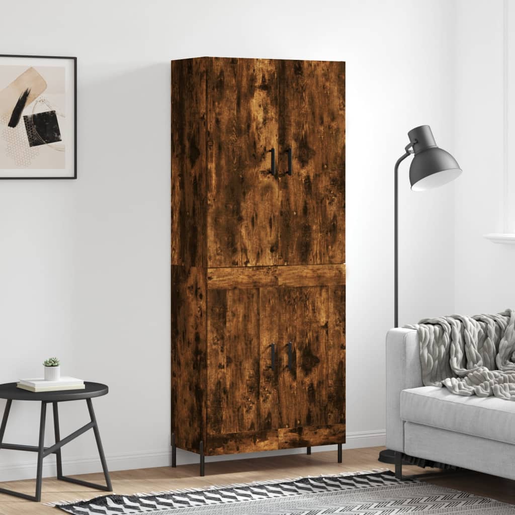 vidaXL Hoge kast 69,5x34x180 cm bewerkt hout grijs sonoma eikenkleurig - Aashly