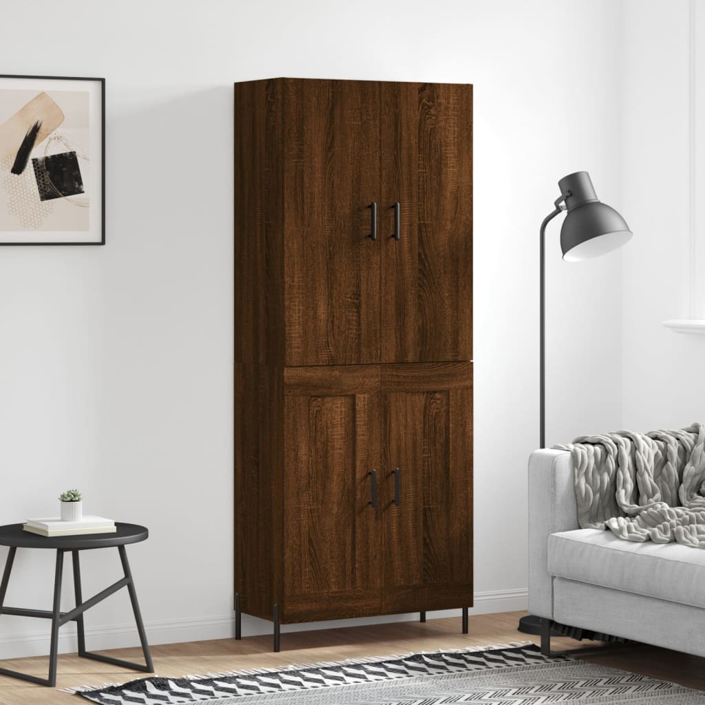 vidaXL Hoge kast 69,5x34x180 cm bewerkt hout grijs sonoma eikenkleurig - Aashly