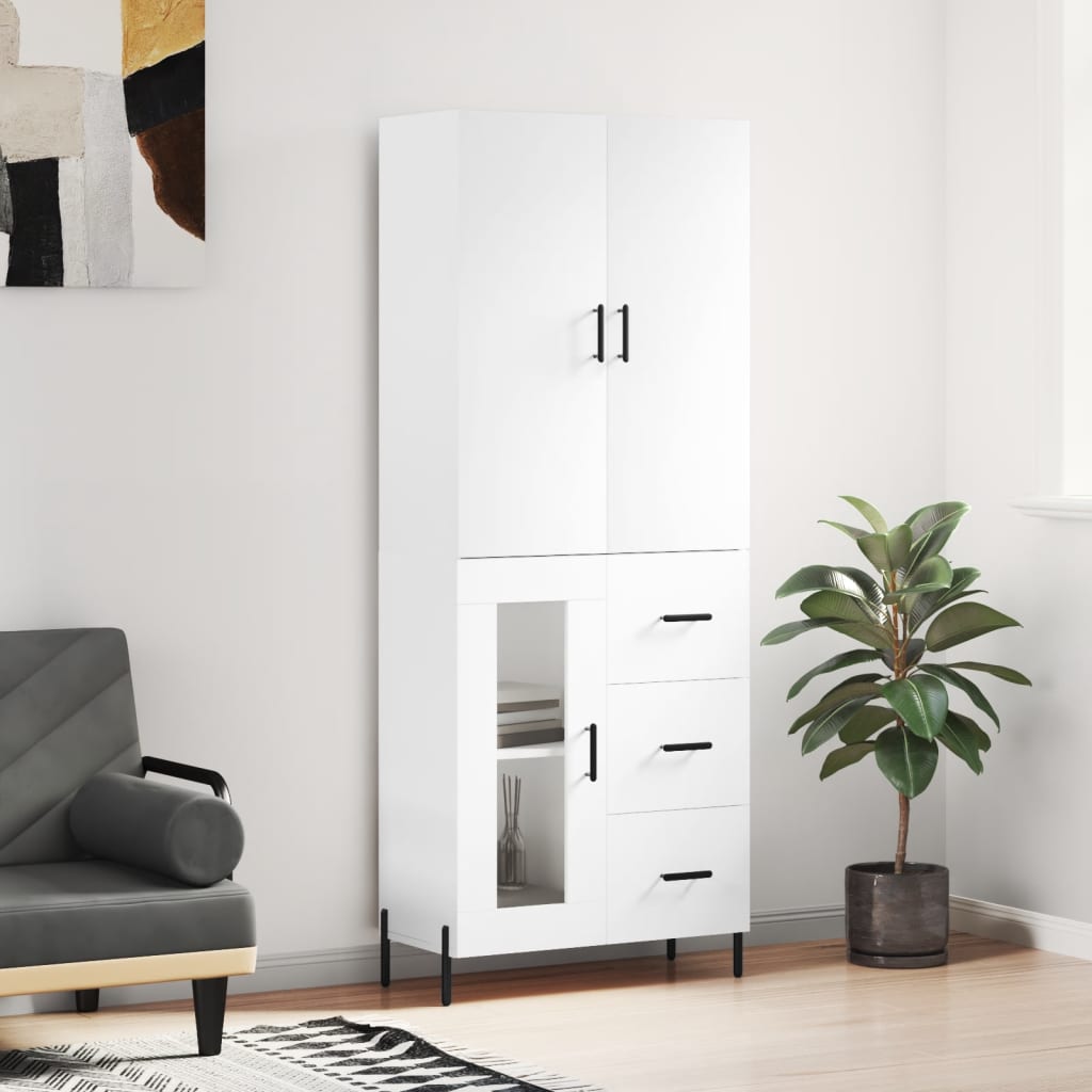 vidaXL Hoge kast 69,5x34x180 cm bewerkt hout grijs sonoma eikenkleurig - Aashly