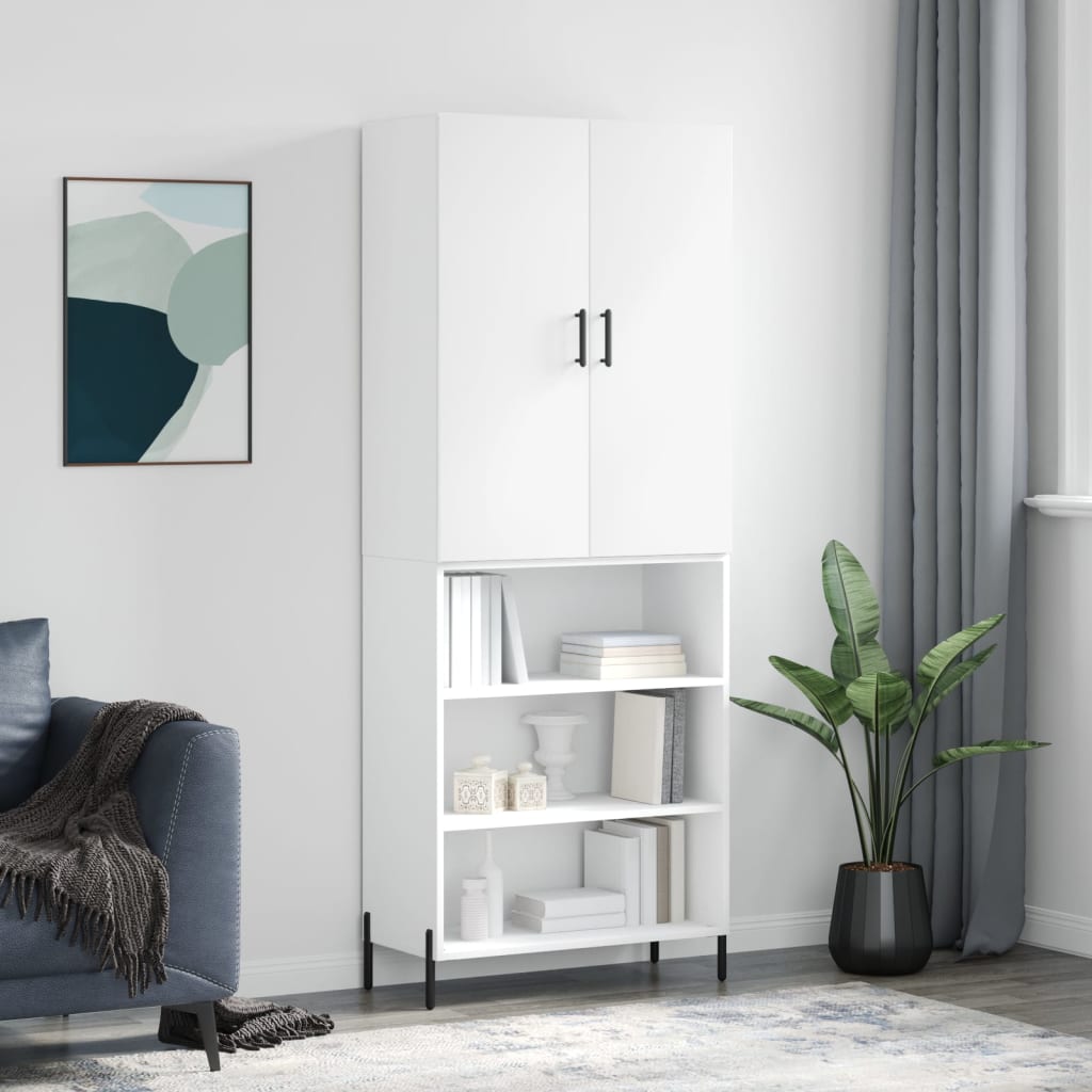 vidaXL Hoge kast 69,5x34x180 cm bewerkt hout grijs sonoma eikenkleurig - Aashly