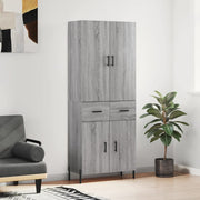 vidaXL Hoge kast 69,5x34x180 cm bewerkt hout grijs sonoma eikenkleurig - Aashly