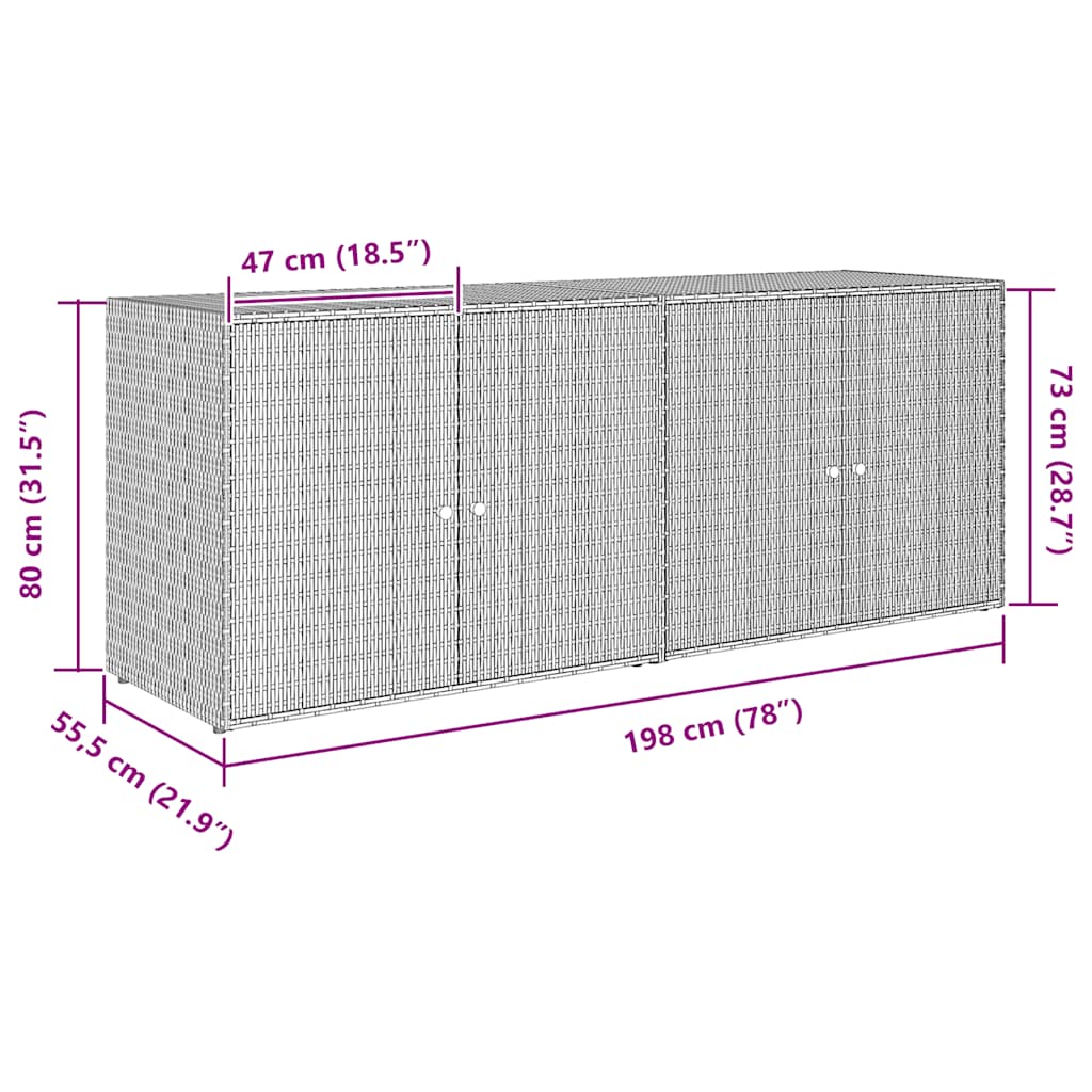 vidaXL Tuinkast 198x55,5x80 cm poly rattan zwart - Aashly