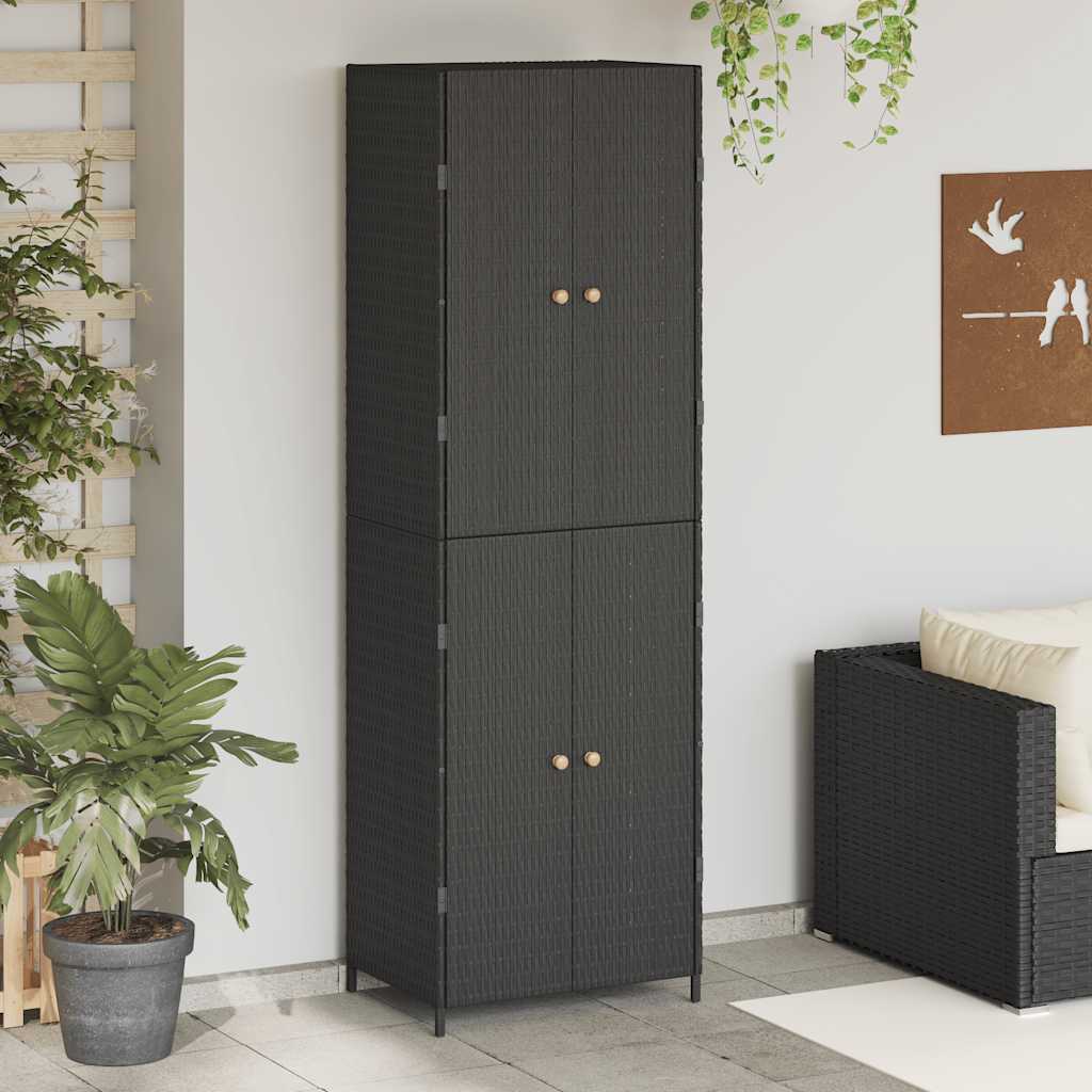vidaXL Tuinkast 59x40x180 cm poly rattan zwart - Aashly