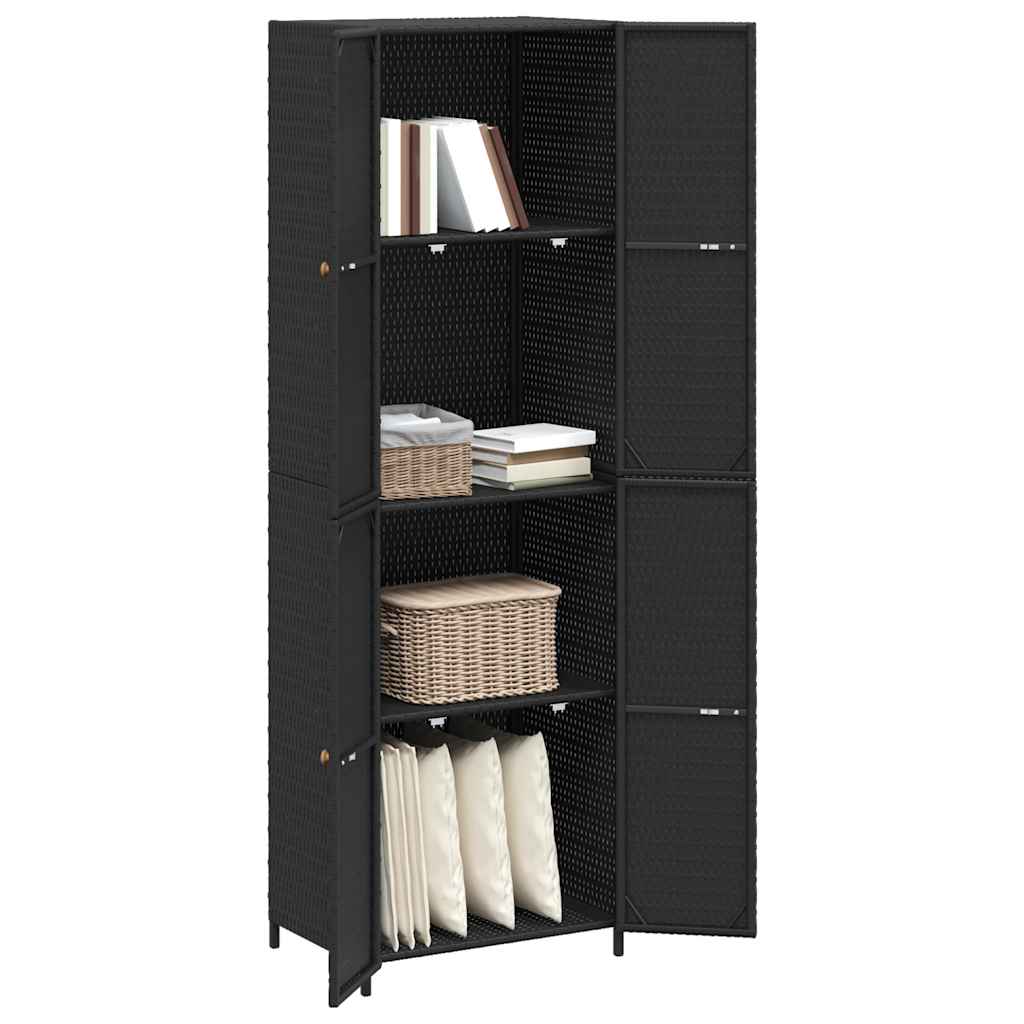vidaXL Tuinkast 59x40x180 cm poly rattan zwart - Aashly