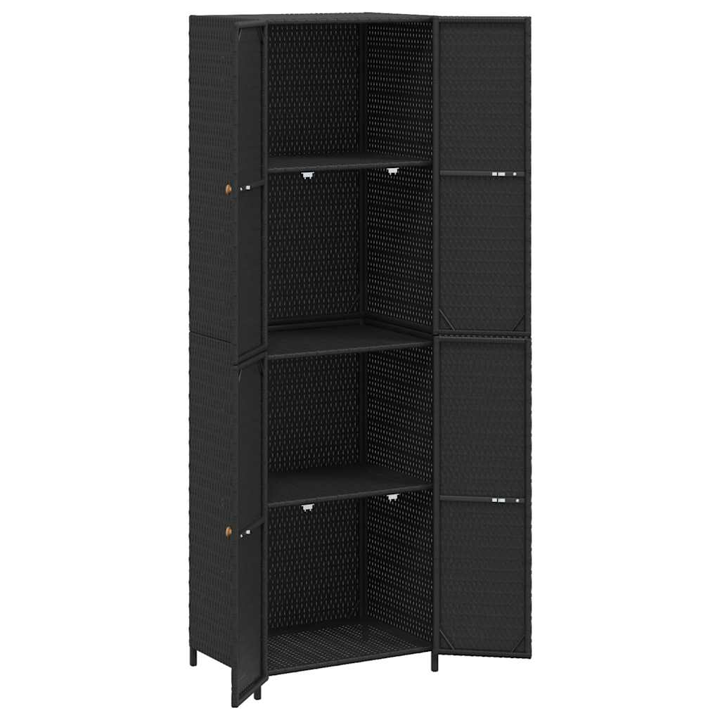 vidaXL Tuinkast 59x40x180 cm poly rattan zwart - Aashly