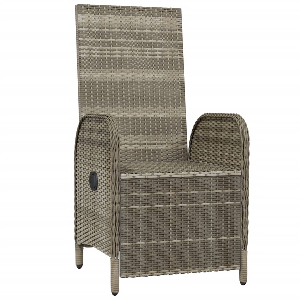 vidaXL Tuinstoelen 2 st verstelbaar met kussens poly rattan grijs - Aashly
