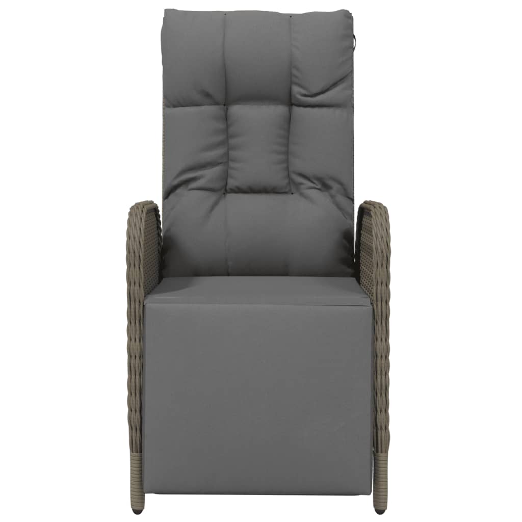 vidaXL Tuinstoelen 2 st verstelbaar met kussens poly rattan grijs - Aashly