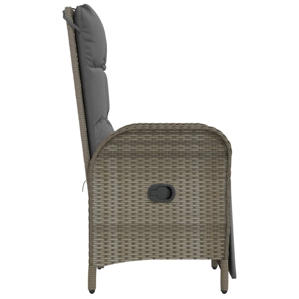 vidaXL Tuinstoelen 2 st verstelbaar met kussens poly rattan grijs - Aashly