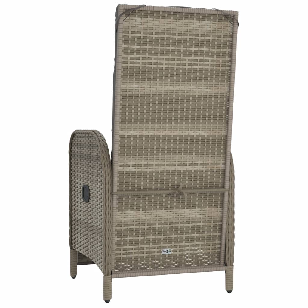 vidaXL Tuinstoelen 2 st verstelbaar met kussens poly rattan grijs - Aashly