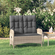 vidaXL Tuinbank verstelbaar met kussens 107 cm poly rattan grijs - Aashly