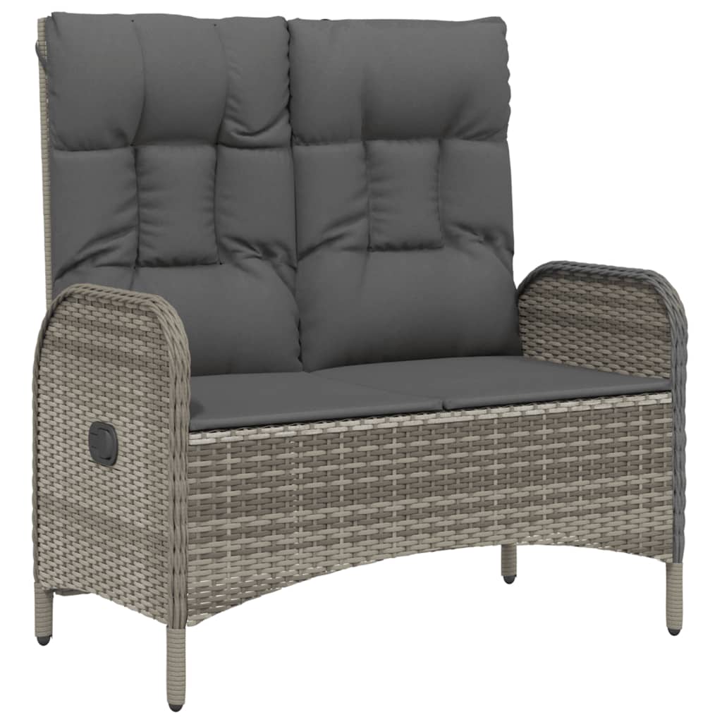 vidaXL Tuinbank verstelbaar met kussens 107 cm poly rattan grijs - Aashly