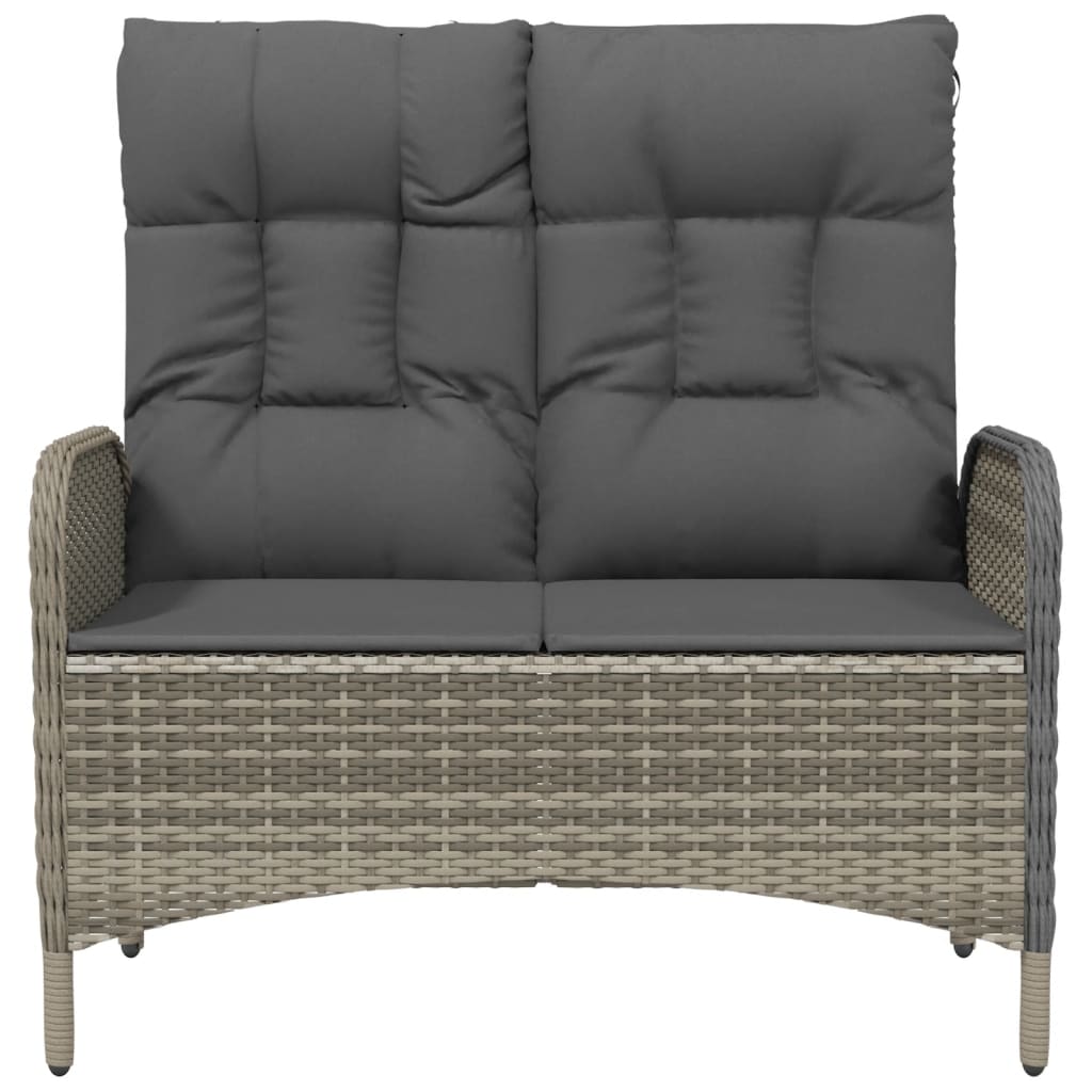 vidaXL Tuinbank verstelbaar met kussens 107 cm poly rattan grijs - Aashly